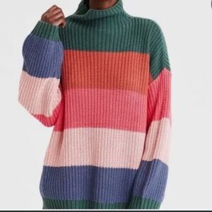 American Eagle Outfitters Multicolor Striped Turtleneck Sweater